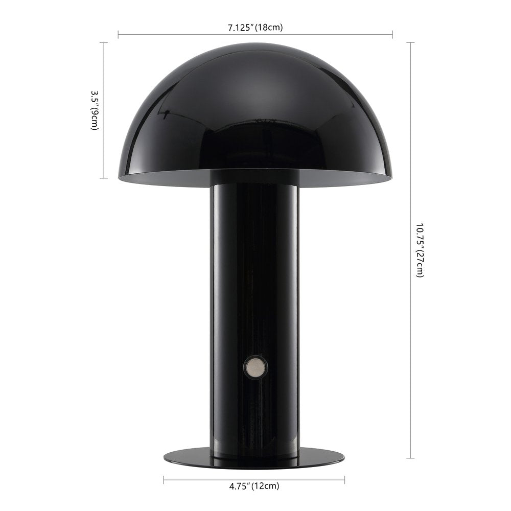 11" Black Novelty USB Table Lamp With Globe Shade
