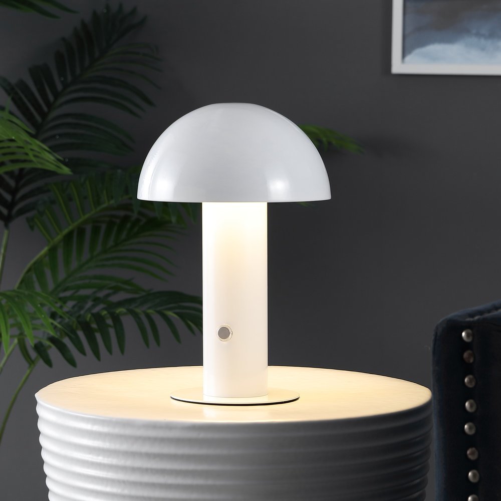 11" White Novelty USB Table Lamp With Globe Shade
