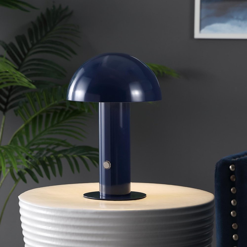 11" Blue Novelty USB Table Lamp With Globe Shade