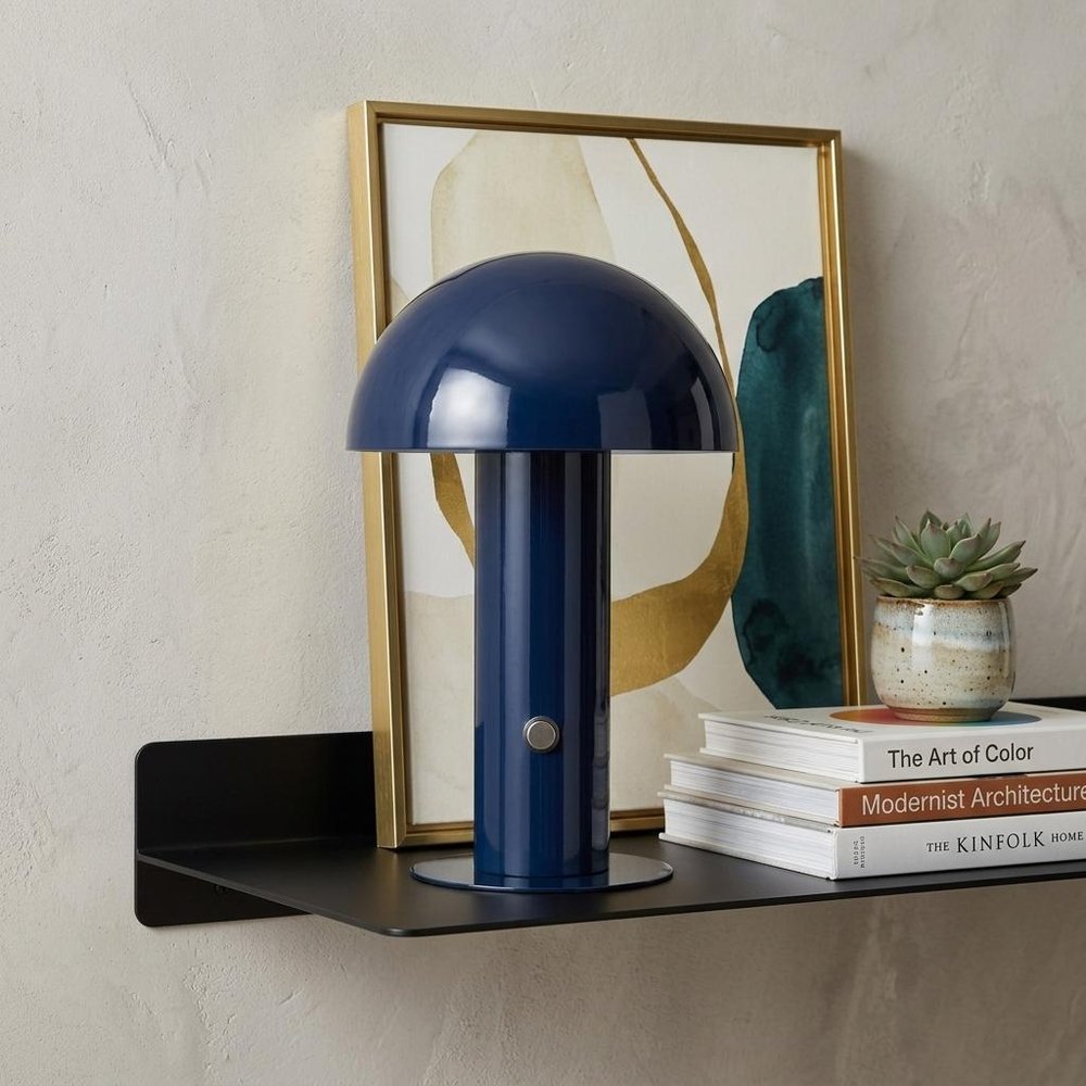 11" Blue Novelty USB Table Lamp With Globe Shade