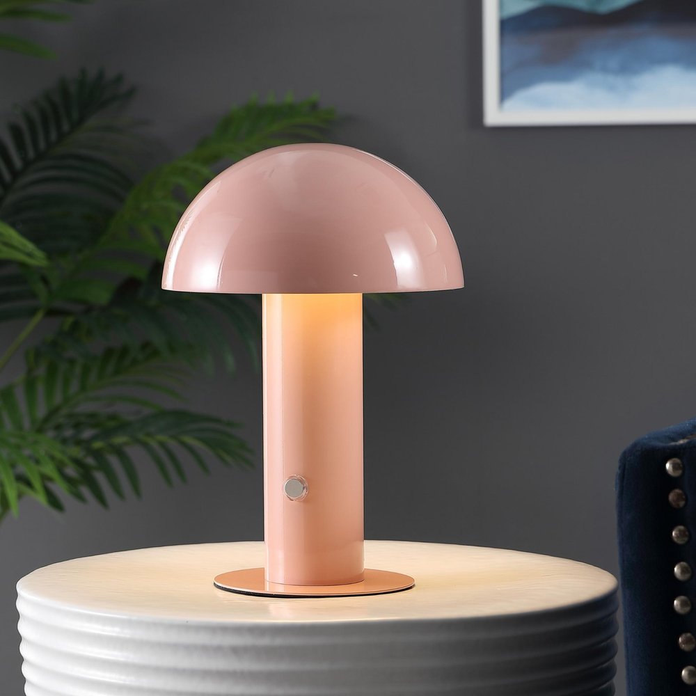 11" Pink Novelty USB Table Lamp With Globe Shade