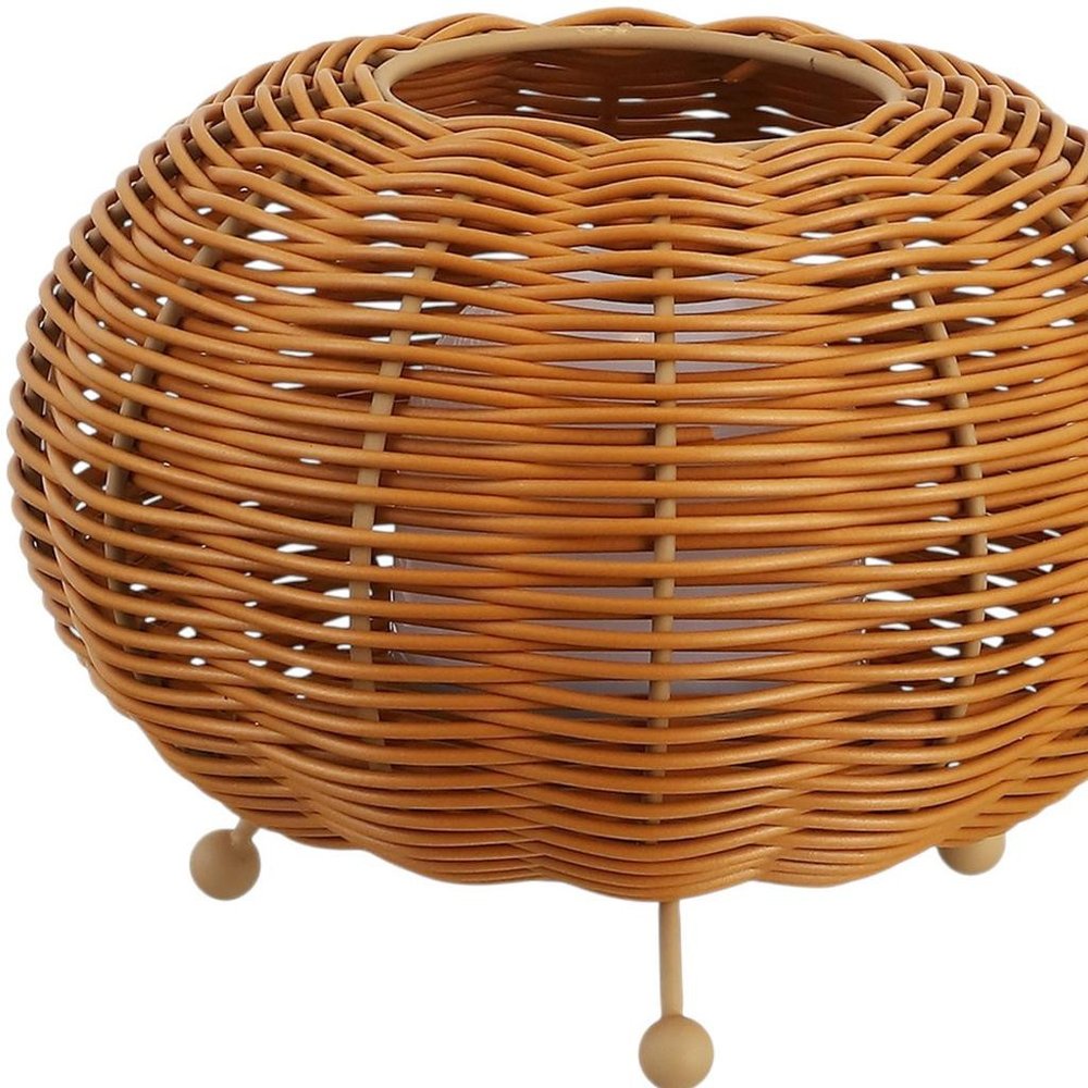 Set of Two 6" Brown Lantern USB Table Lamps With Globe Shades