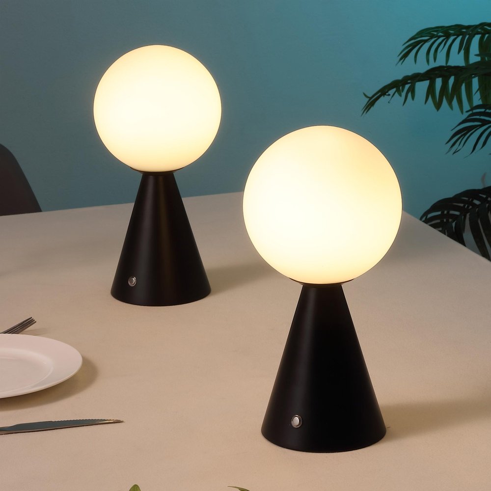 Set of Two 12" Clear Lighthouse USB Table Lamps