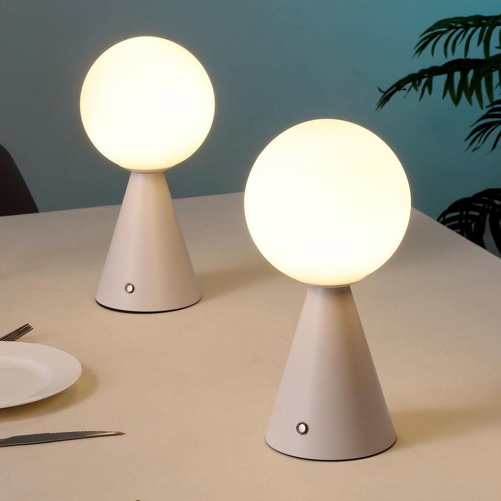 Set of Two 12" Clear Lighthouse USB Table Lamps