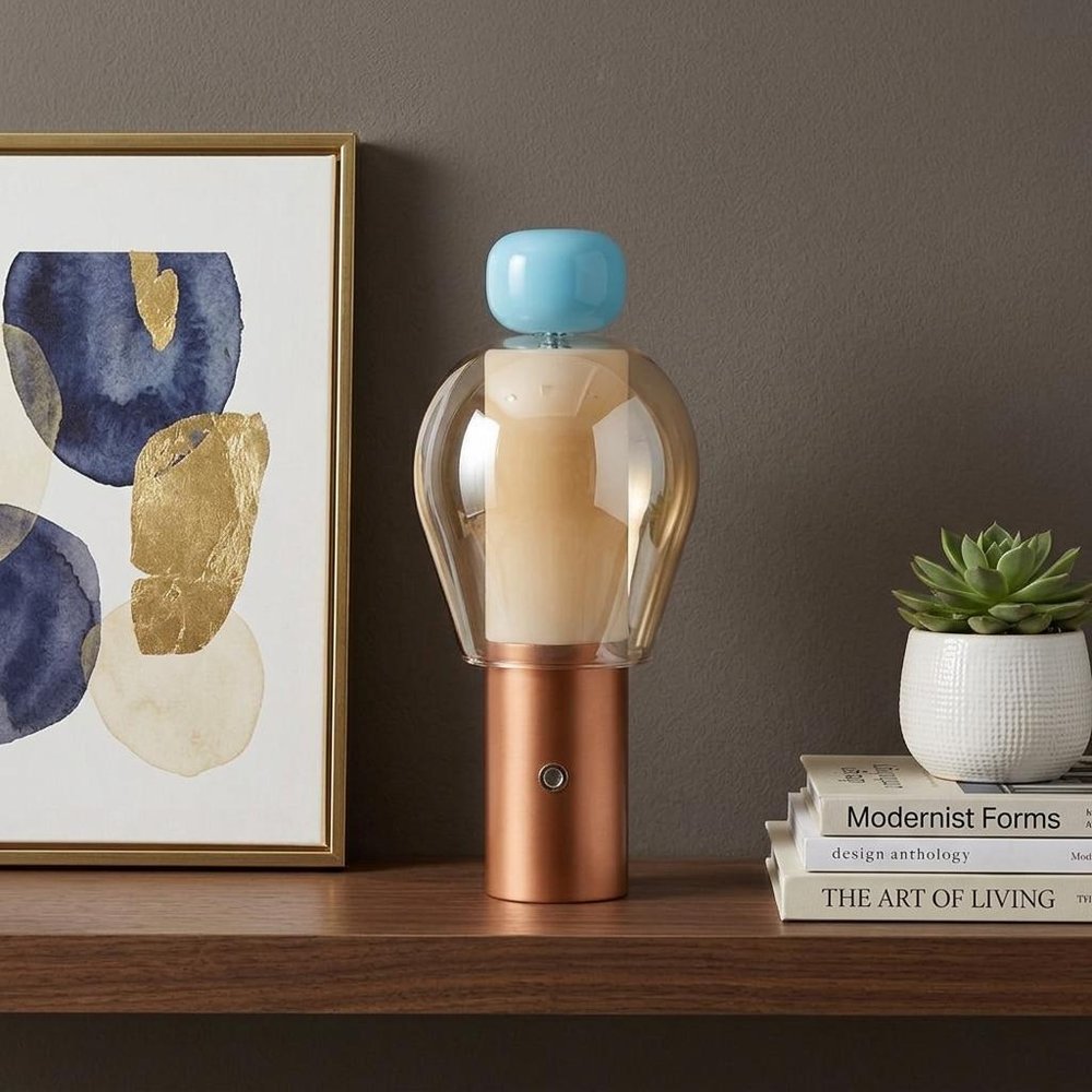 11" Copper USB Table Lamp
