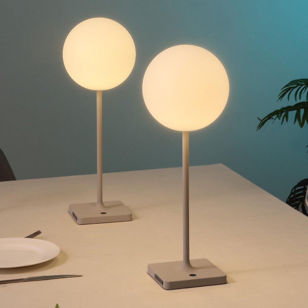 Set of Two 18" Gray USB Table Lamps