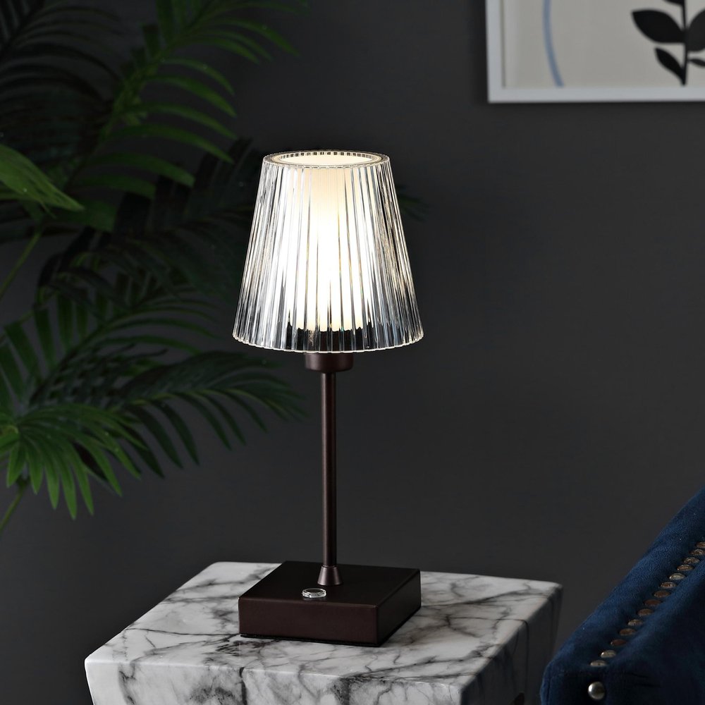 13" Antiqued Bronze USB Table Lamp With Empire Shade