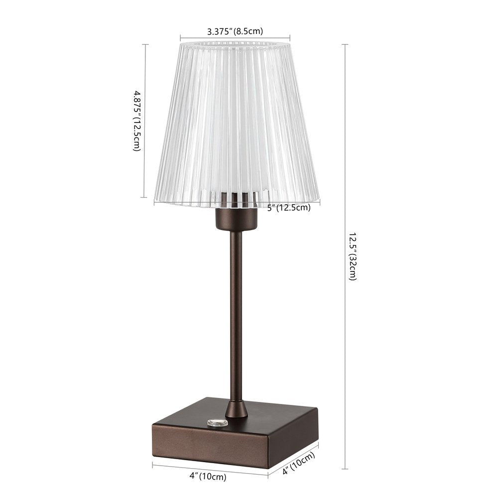 13" Antiqued Bronze USB Table Lamp With Empire Shade