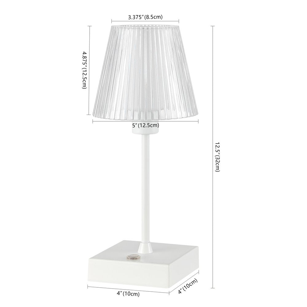13" White USB Table Lamp With Empire Shade