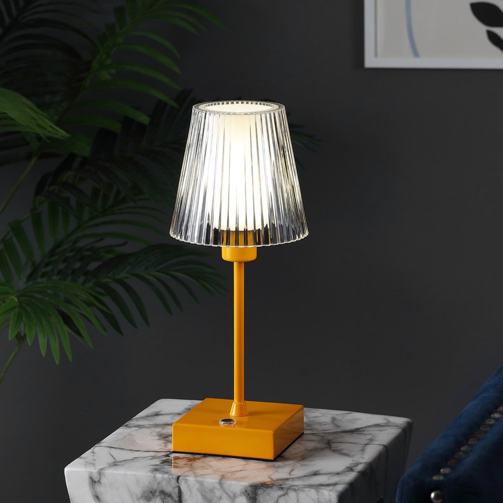 13" Orange USB Table Lamp With Empire Shade