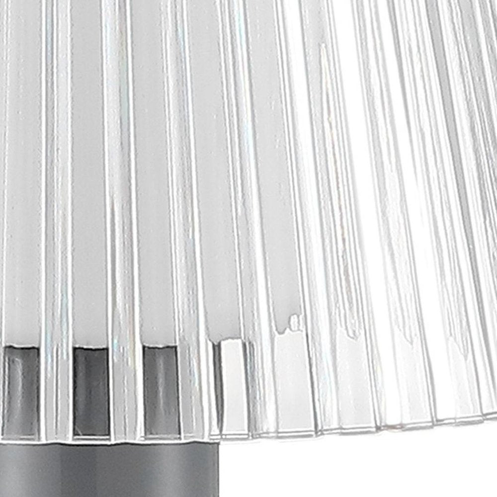 13" Gray USB Table Lamp With Empire Shade
