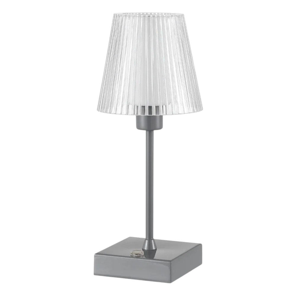 13" Gray USB Table Lamp With Empire Shade
