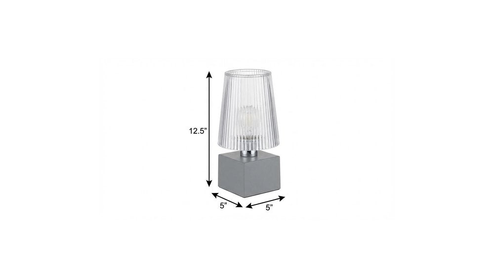 13" Gray USB Table Lamp With Empire Shade