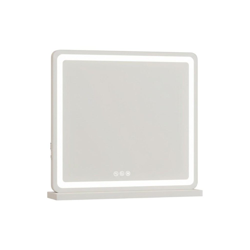 22" Lighted Freestanding Frameless Makeup Shaving Tabletop Mirror With USB