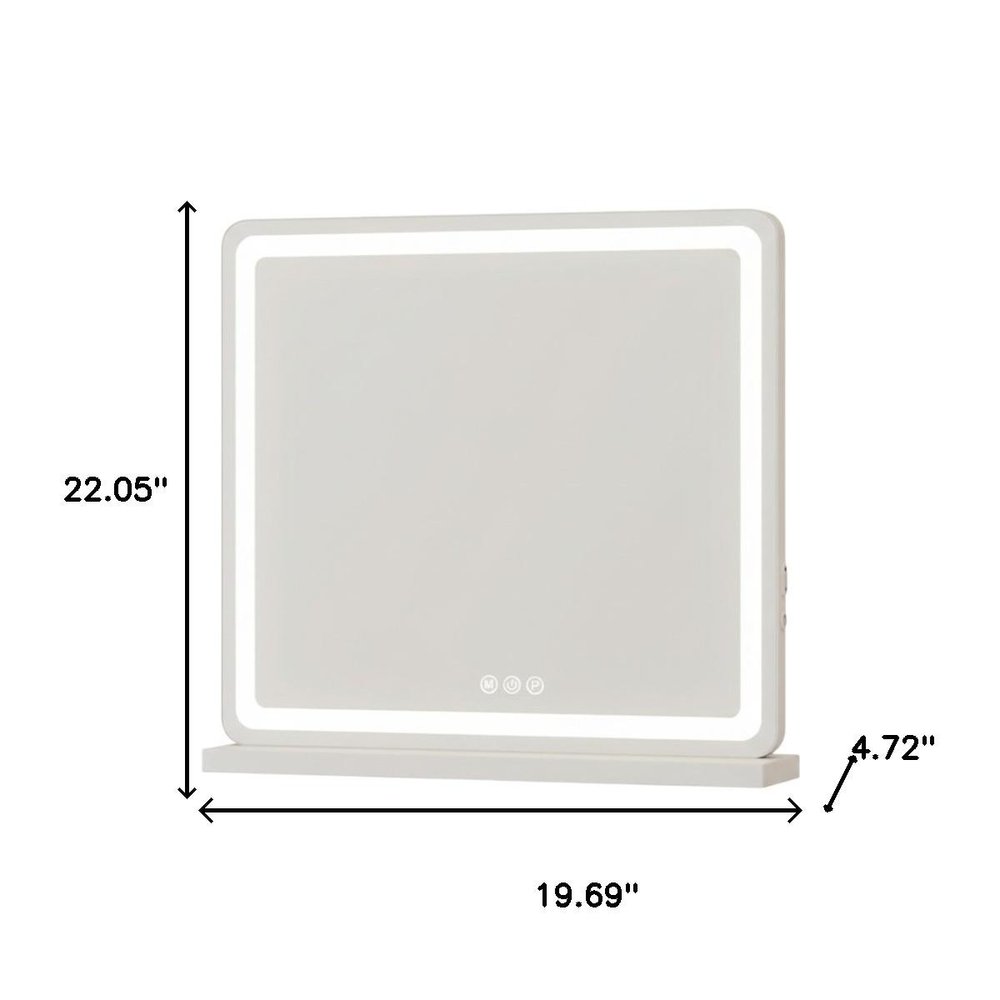 22" Lighted Freestanding Frameless Makeup Shaving Tabletop Mirror With USB