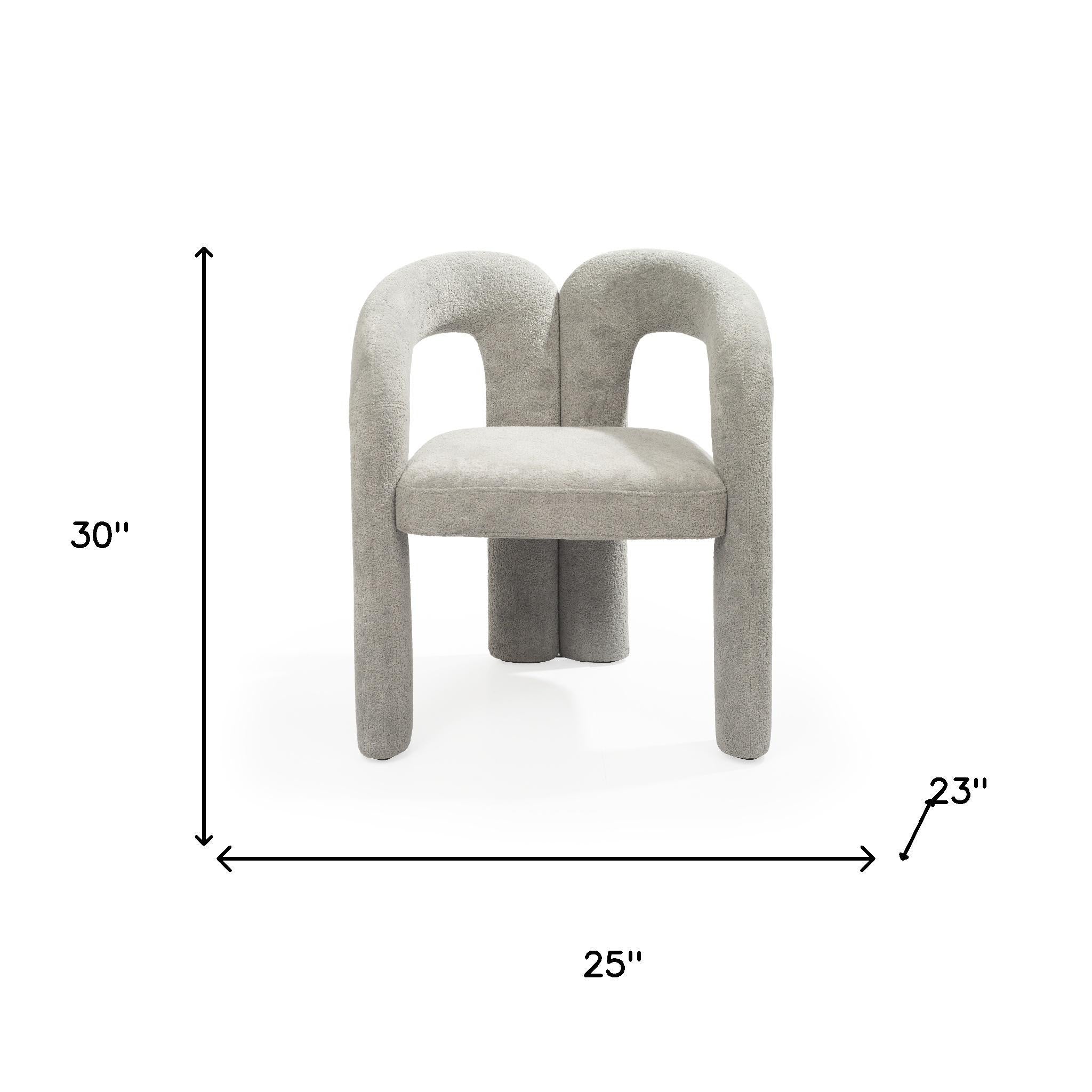 Dark Gray Boucle Partially Open Back Dining Arm Chair