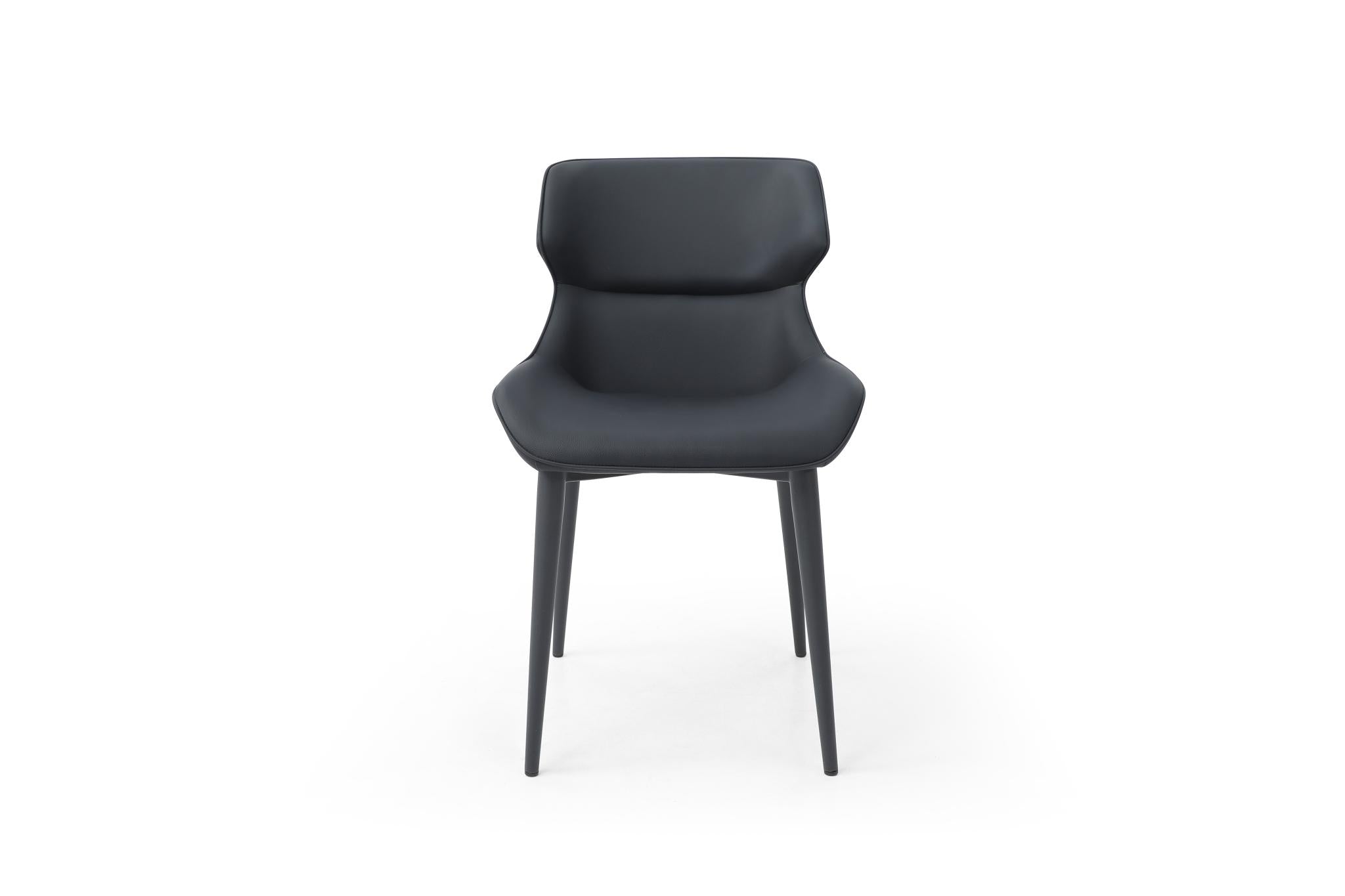 Black Faux Leather and Steel Wing Back Dining Side Chair