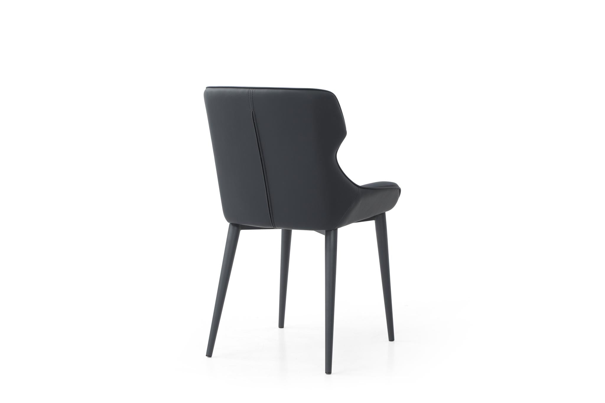 Black Faux Leather and Steel Wing Back Dining Side Chair