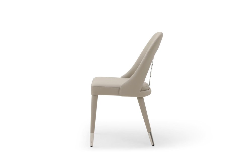 Set of Two Gray and Silver Faux Leather and Stainless Steel Dining Side Chairs