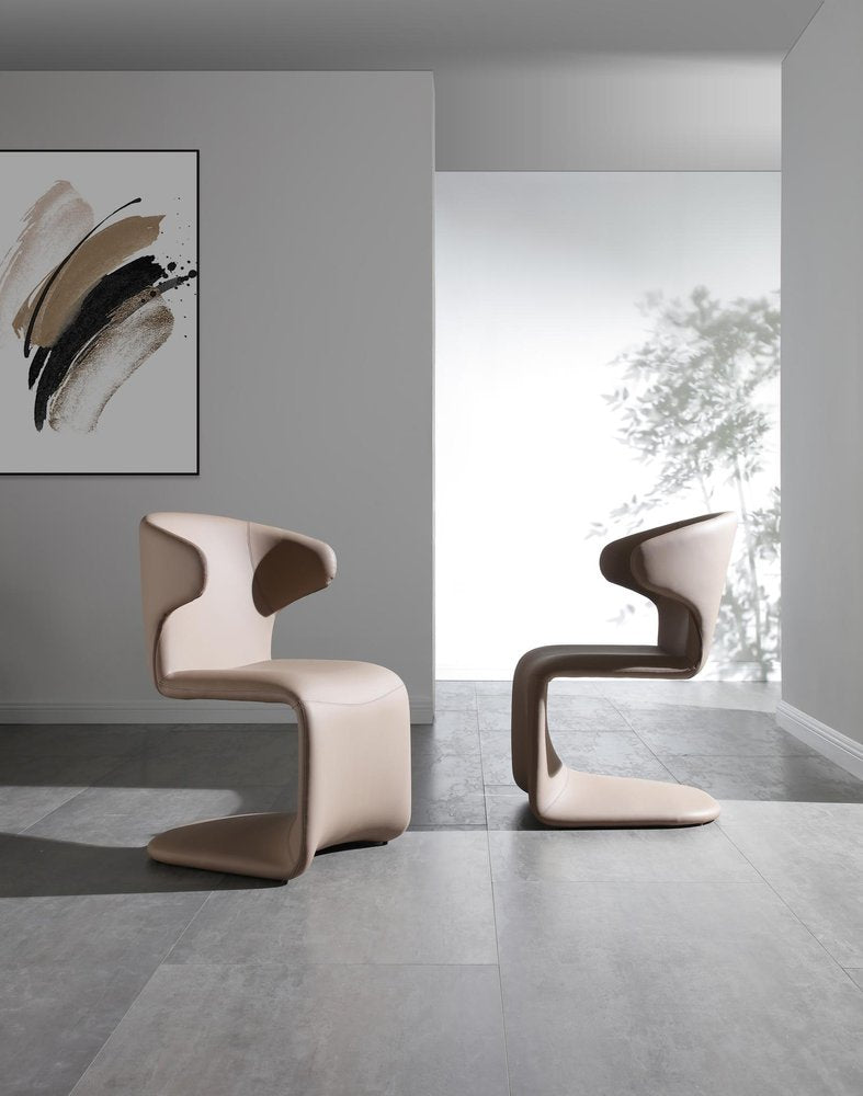 Light Brown Faux Leather Wing Back Dining Side Chair