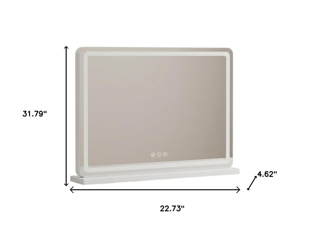 23" Clear Lighted Freestanding Frameless Makeup Shaving Tabletop Mirror