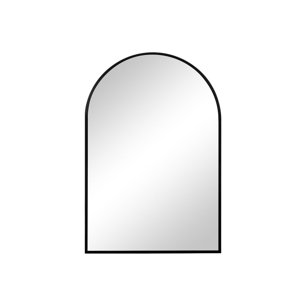 35" Black Metal Arch Framed Accent Mirror