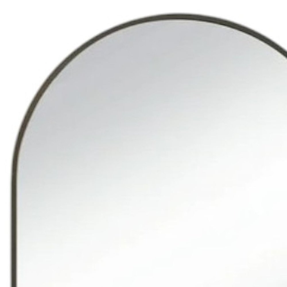 35" Black Metal Arch Framed Accent Mirror