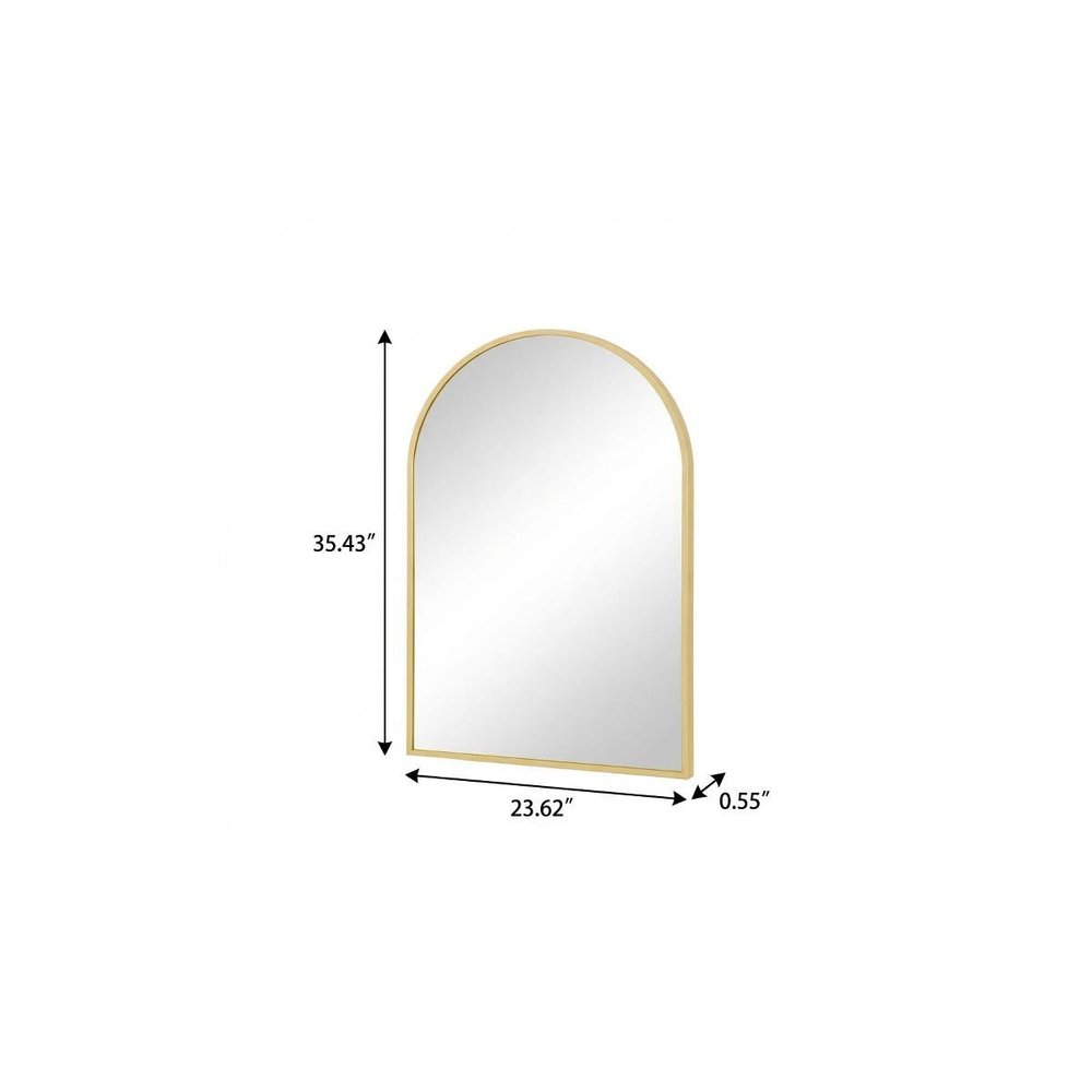 35" Gold Metal Arch Framed Accent Mirror