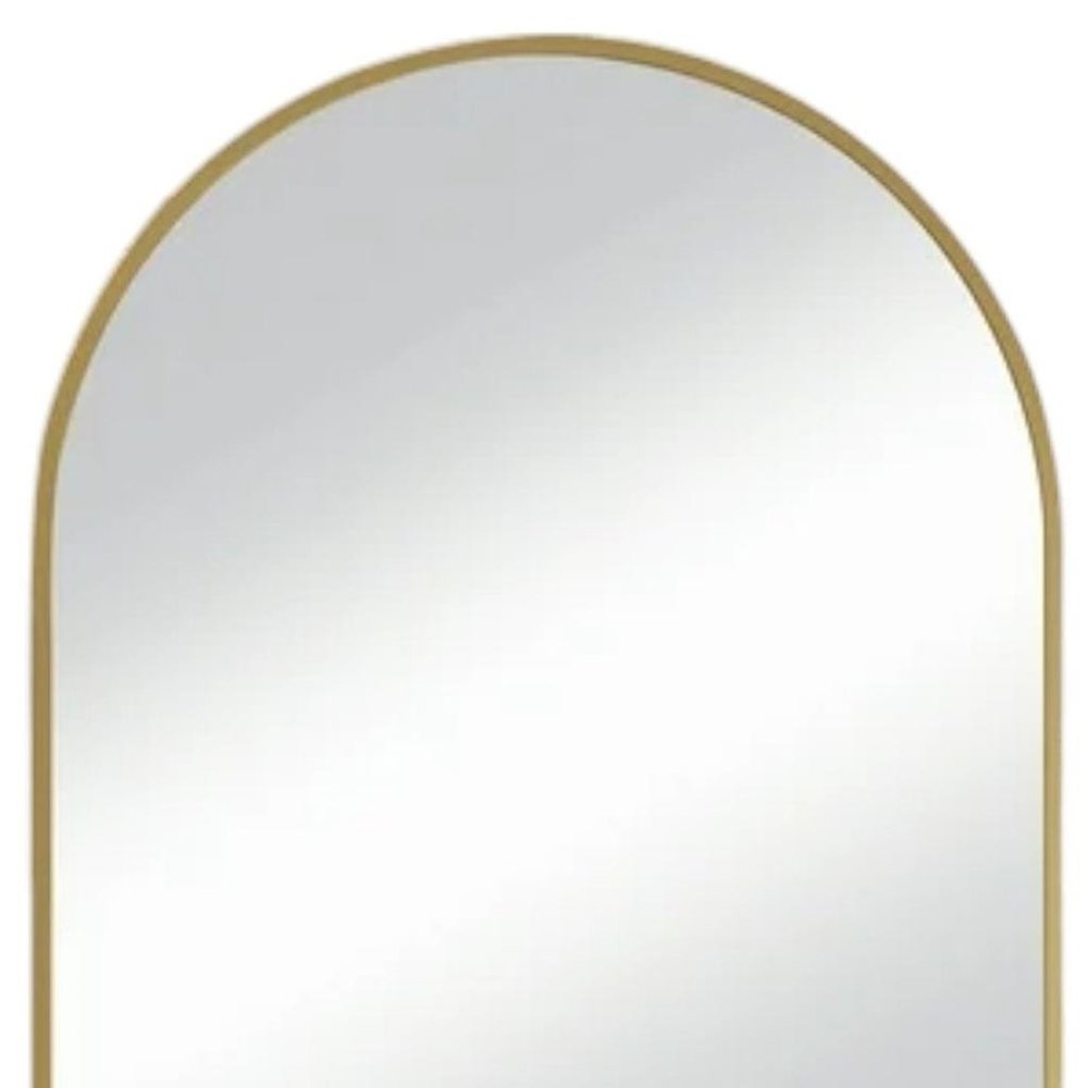35" Gold Metal Arch Framed Accent Mirror