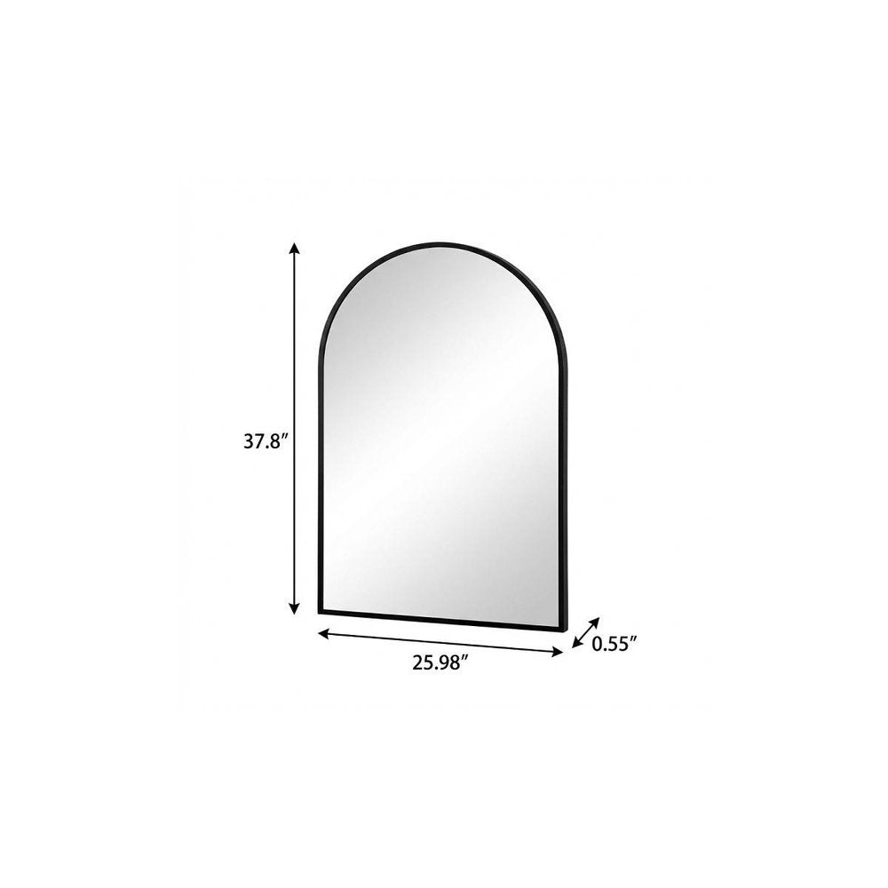 38" Black Metal Arch Framed Accent Mirror