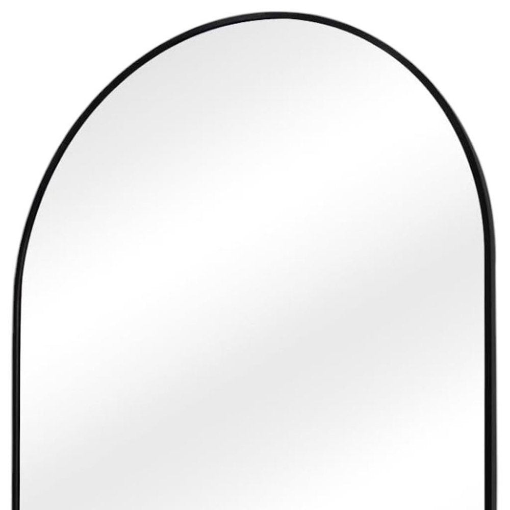 38" Black Metal Arch Framed Accent Mirror