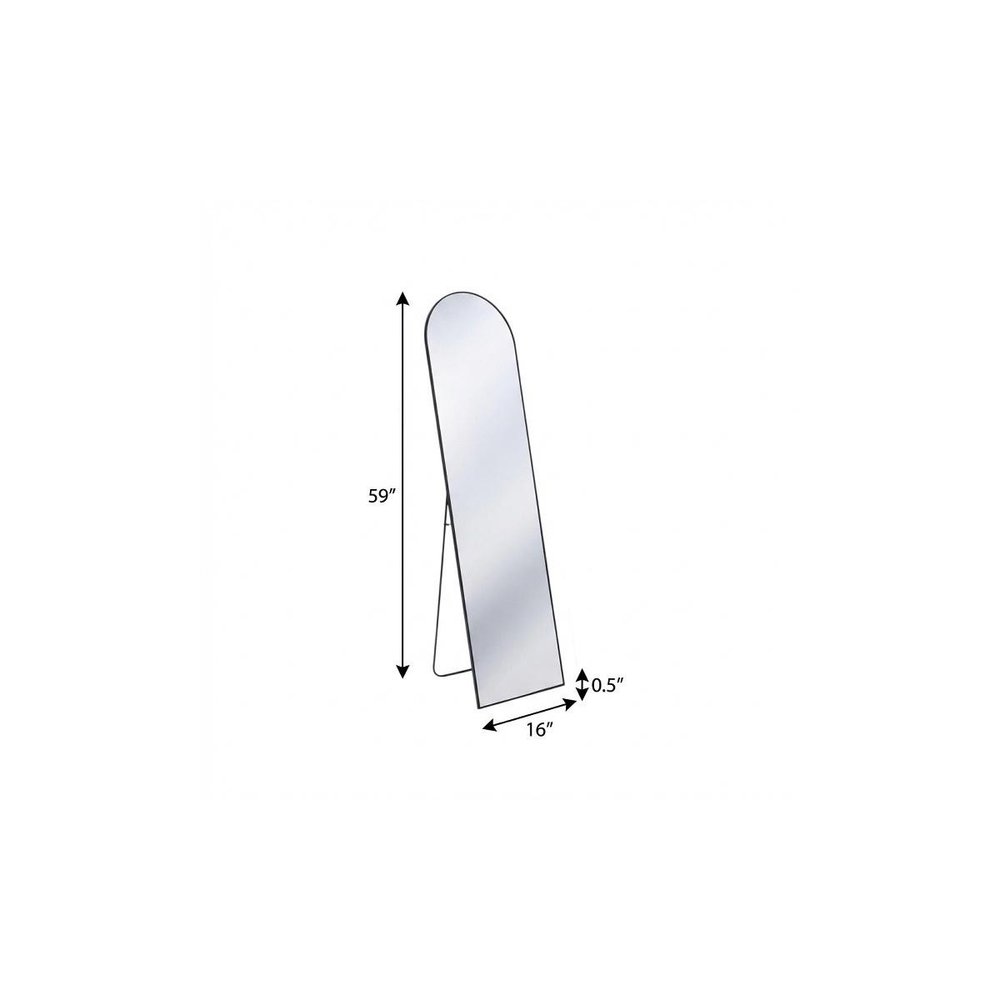 59" Black Metal Arch Wall Mounted Leaning Or Freestanding Framed Full Length Mirror