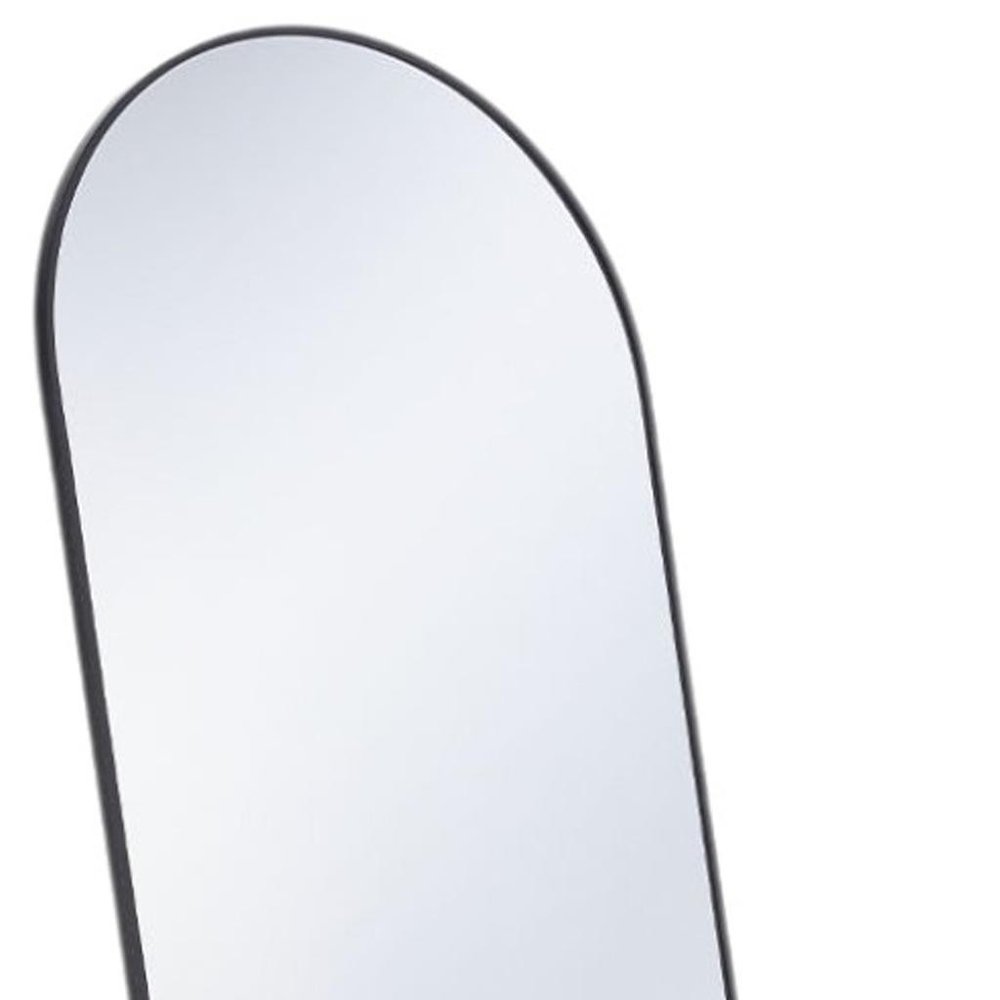 59" Black Metal Arch Wall Mounted Leaning Or Freestanding Framed Full Length Mirror