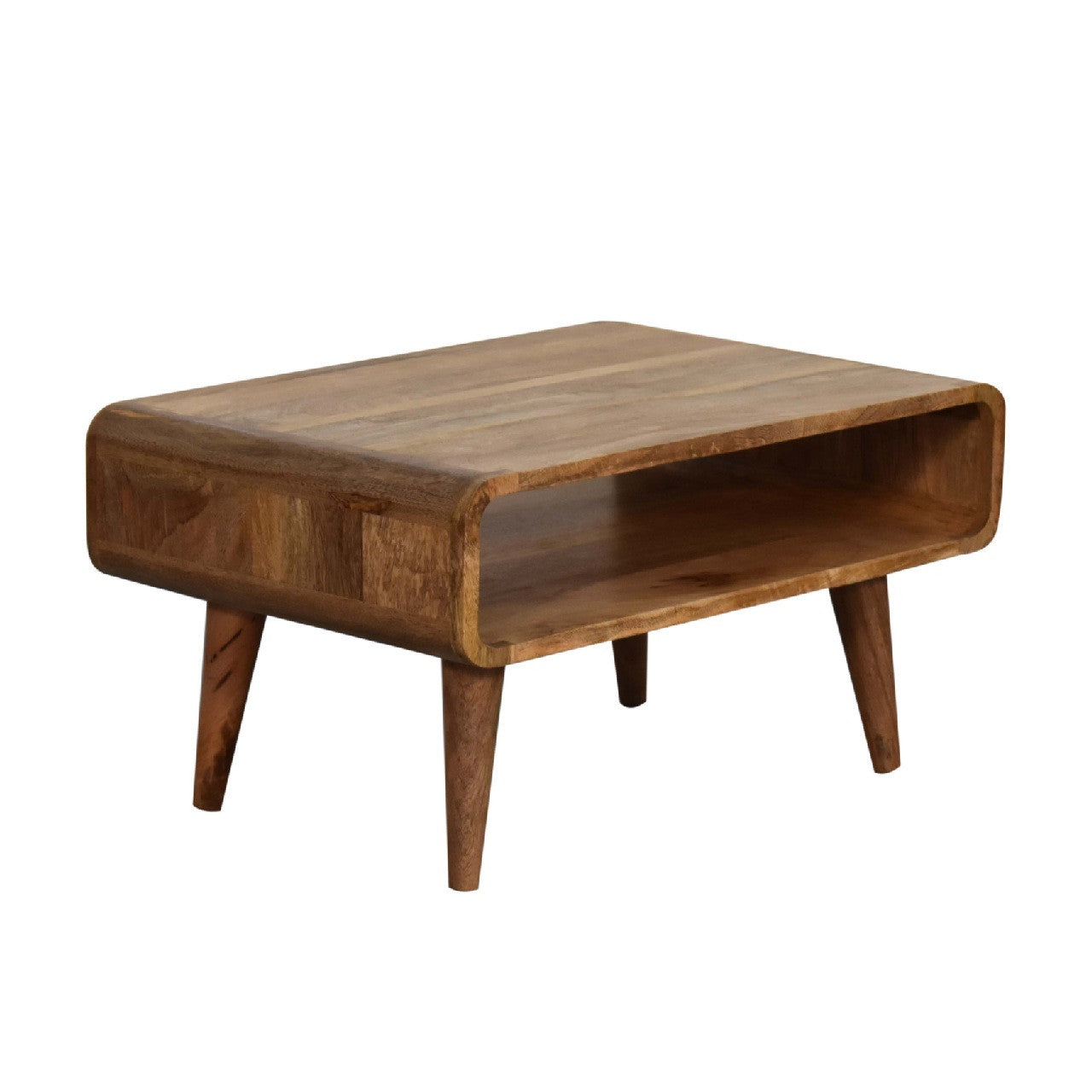 26" Brown Solid Wood Open Shelving TV Stand