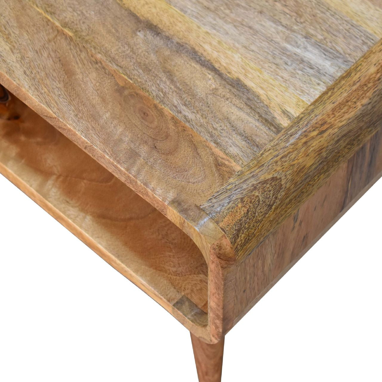 26" Brown Solid Wood Open Shelving TV Stand