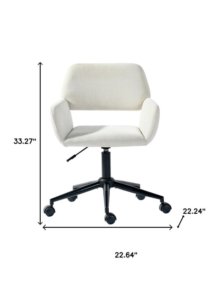Beige and Black Adjustable Height Swivel Rolling Office Chair
