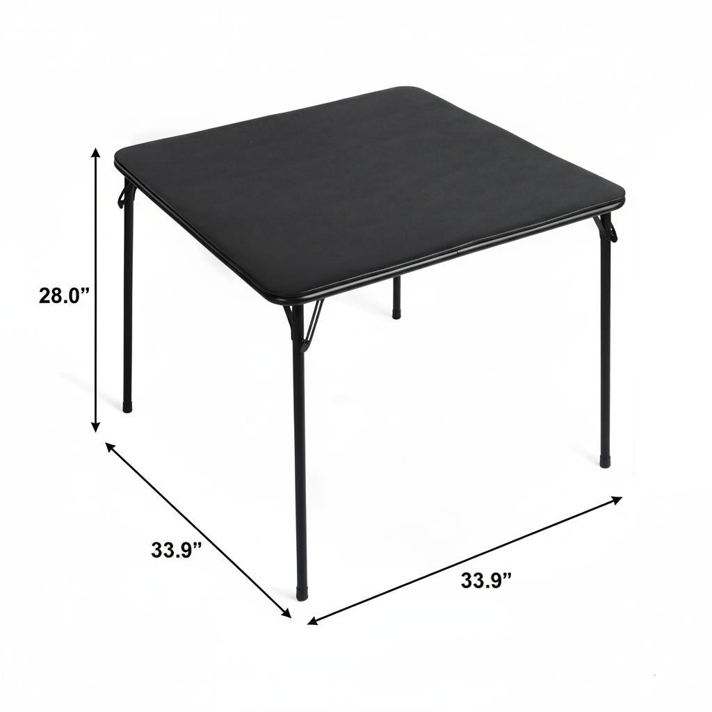 34" Black Wood and Metal Folding Square Card Table