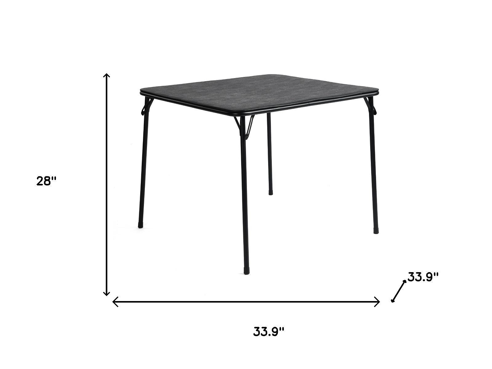 34" Black Wood and Iron Folding Square Card Table