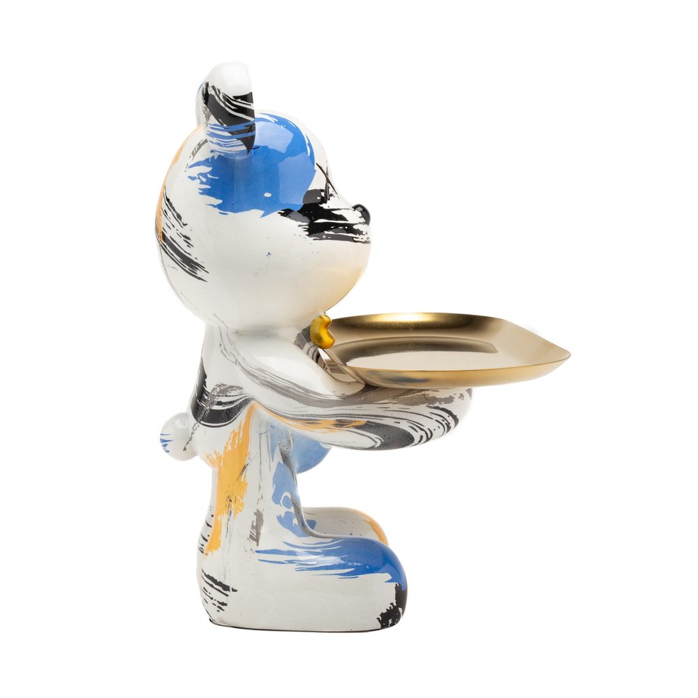 8" White And Blue Resin Statue