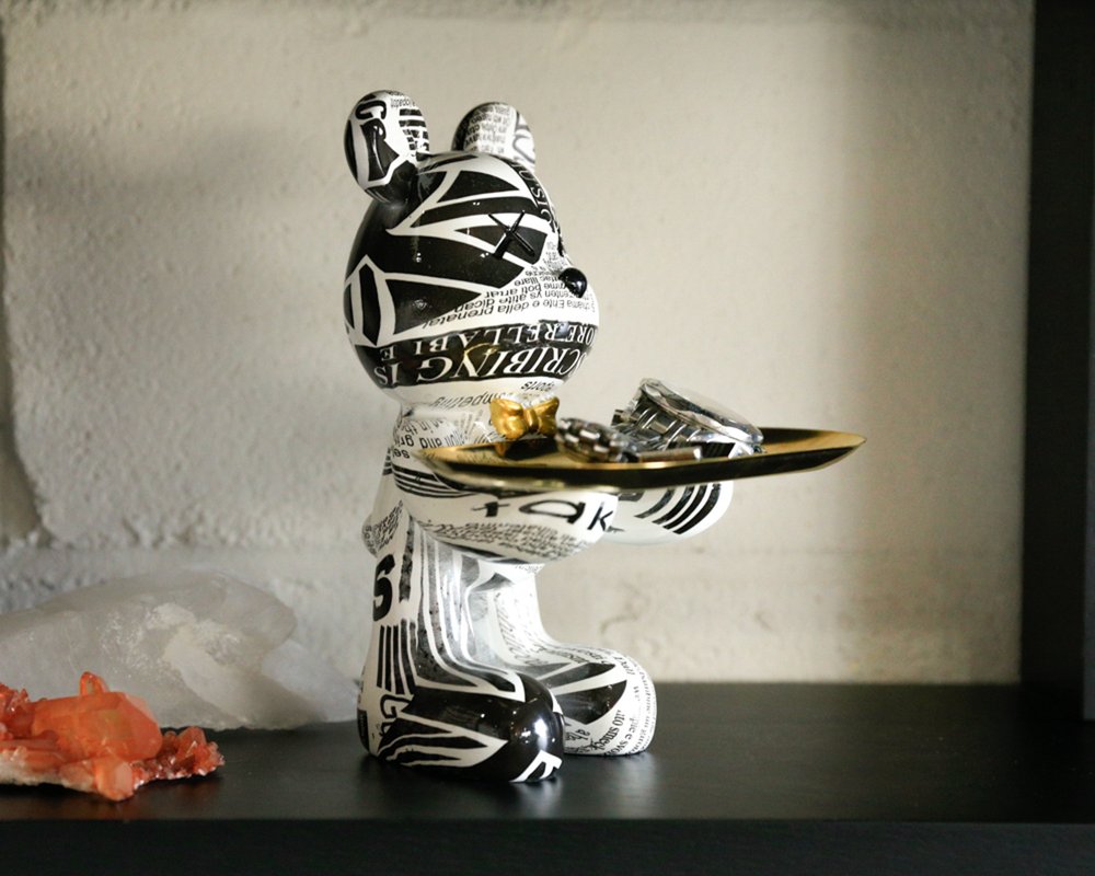 8" Black And White Resin Statue