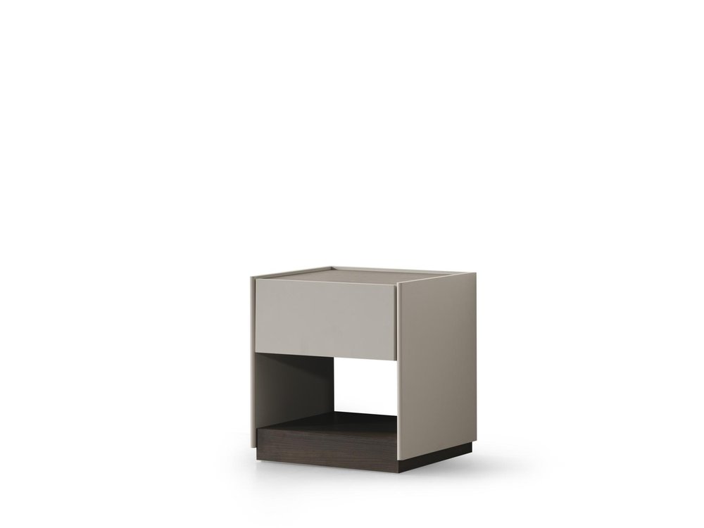 23" Light Gray And Walnut Wood One Drawer Nightstand