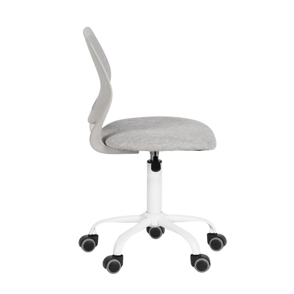 Gray and White Adjustable Height Swivel Rolling Office Chair