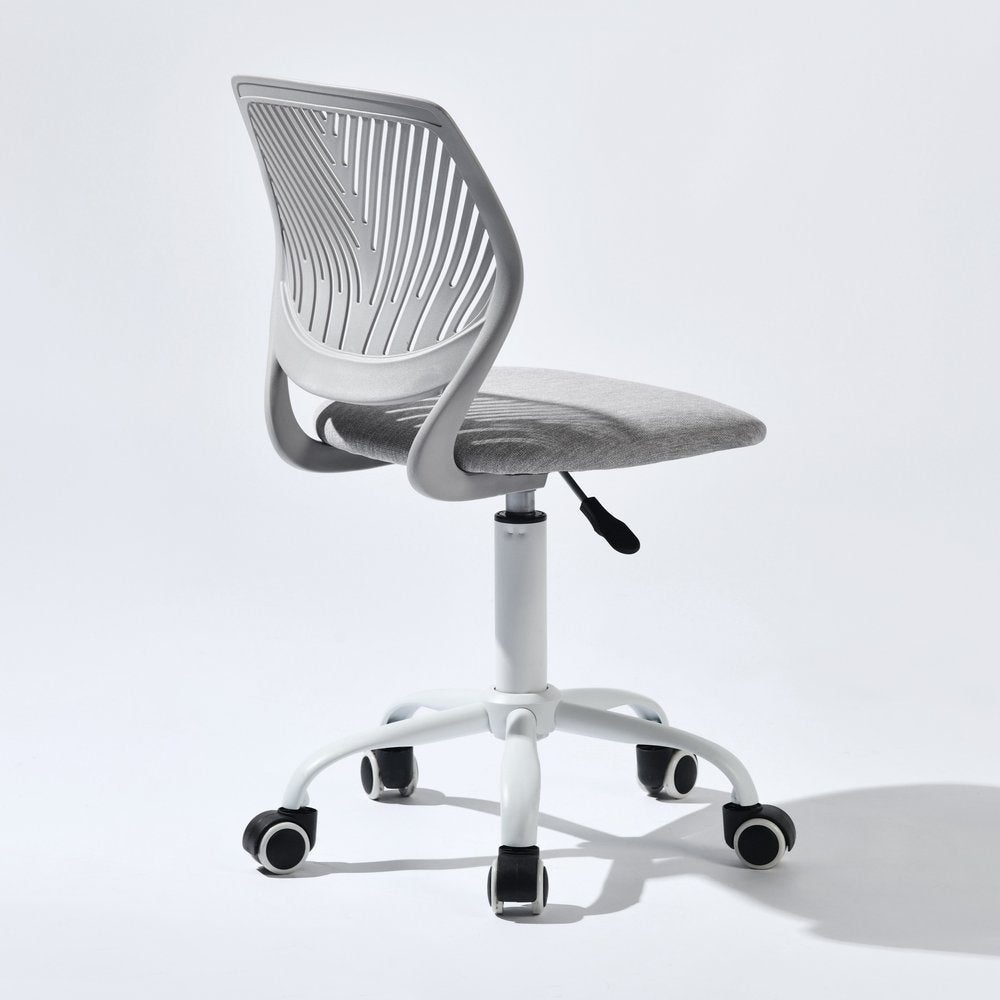 Gray and White Adjustable Height Swivel Rolling Office Chair