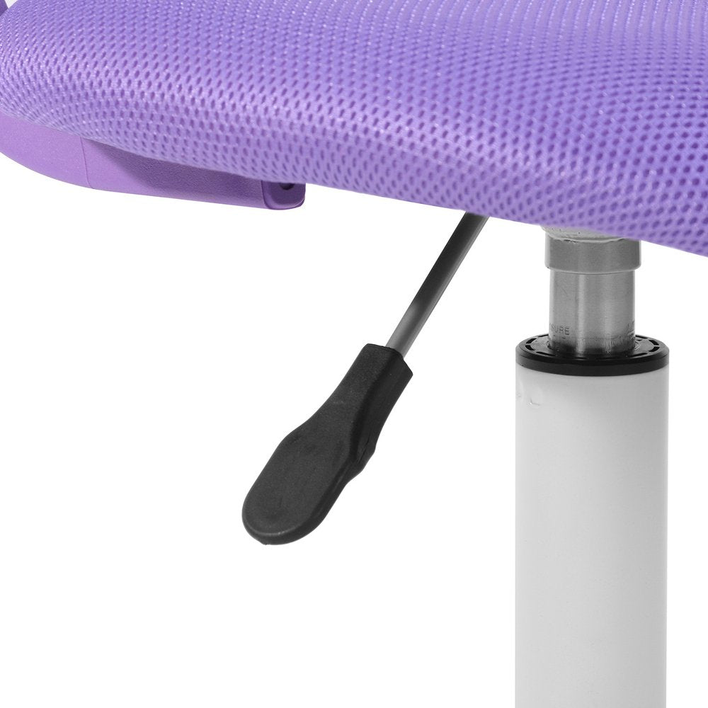 Purple and White Adjustable Height Swivel Rolling Office Chair