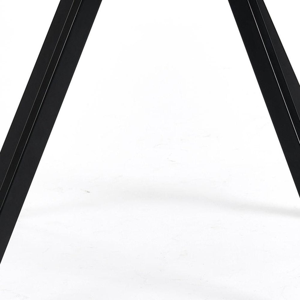 Set of Two Beige and Black Fabric and Steel Dining Arm Chairs