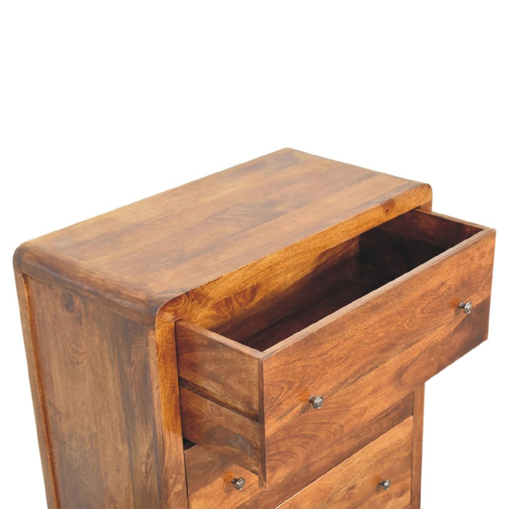 28" Brown Solid Wood Three Drawer Sideboard