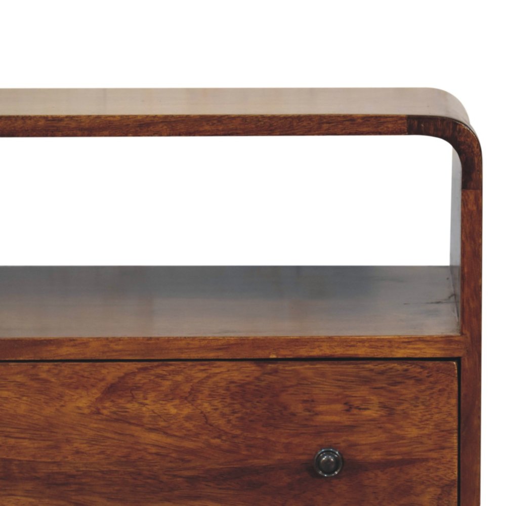 28" Brown Solid Wood Two Drawer Sideboard