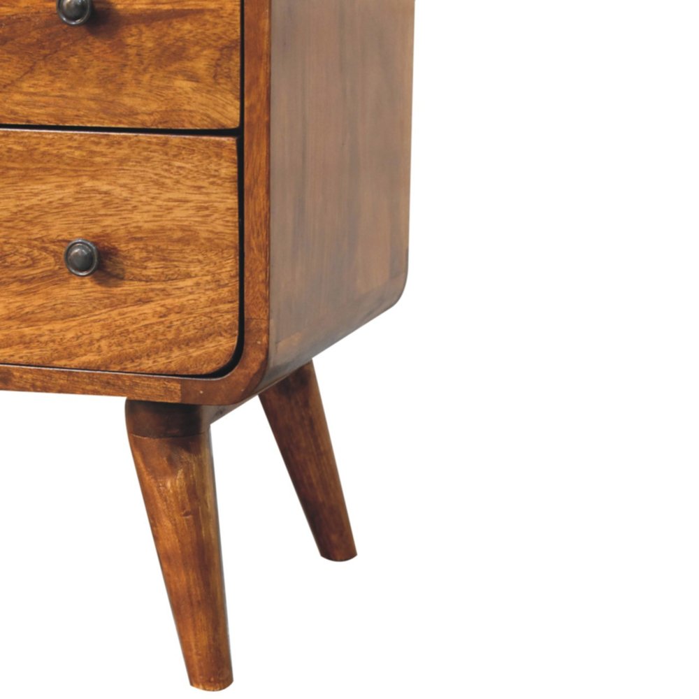 28" Brown Solid Wood Two Drawer Sideboard