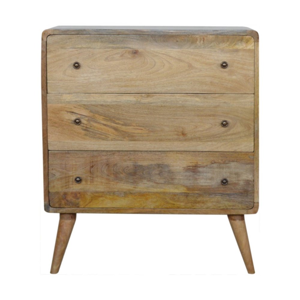 28" Brown Solid Wood Three Drawer Sideboard