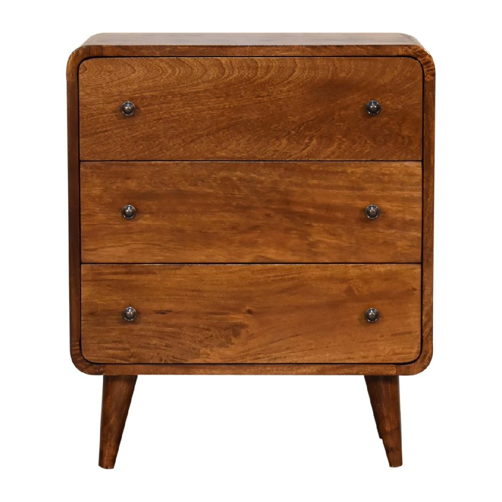 22" Brown Solid Wood Three Drawer Sideboard